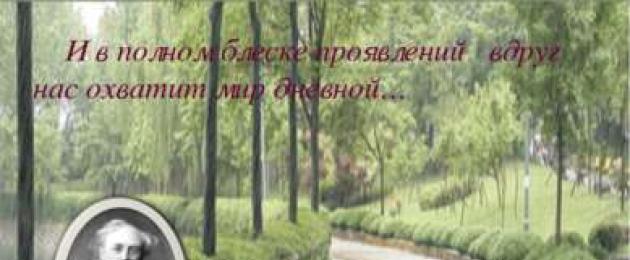 Скачать презентацию федор иванович тютчев. Федор Иванович Тютчев: жизнь и творчество. Презентация к уроку. презентация к уроку по литературе (10 класс) на тему. И в полном блеске проявлений вдруг нас охватит мир дневной…